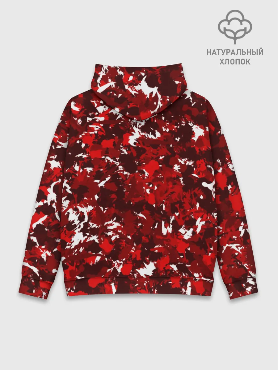 Худи мужской база хлопок / Краснобелый камуфляж с кабаном