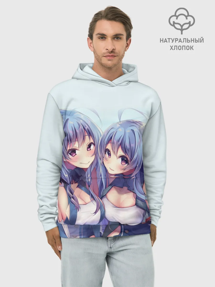 Худи мужской база хлопок / Аниме девочки-двойняшки