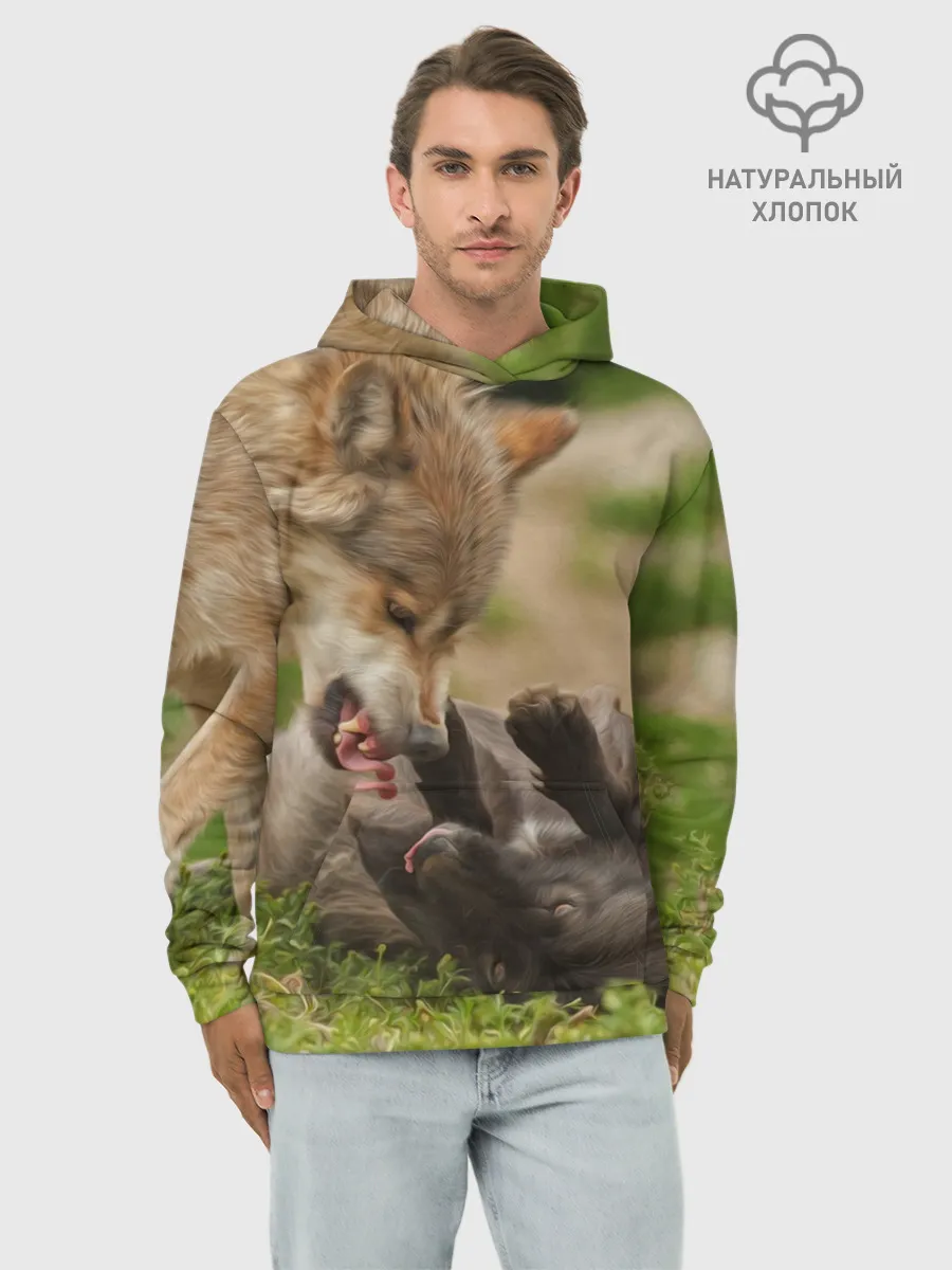 Худи мужской база хлопок / Волки