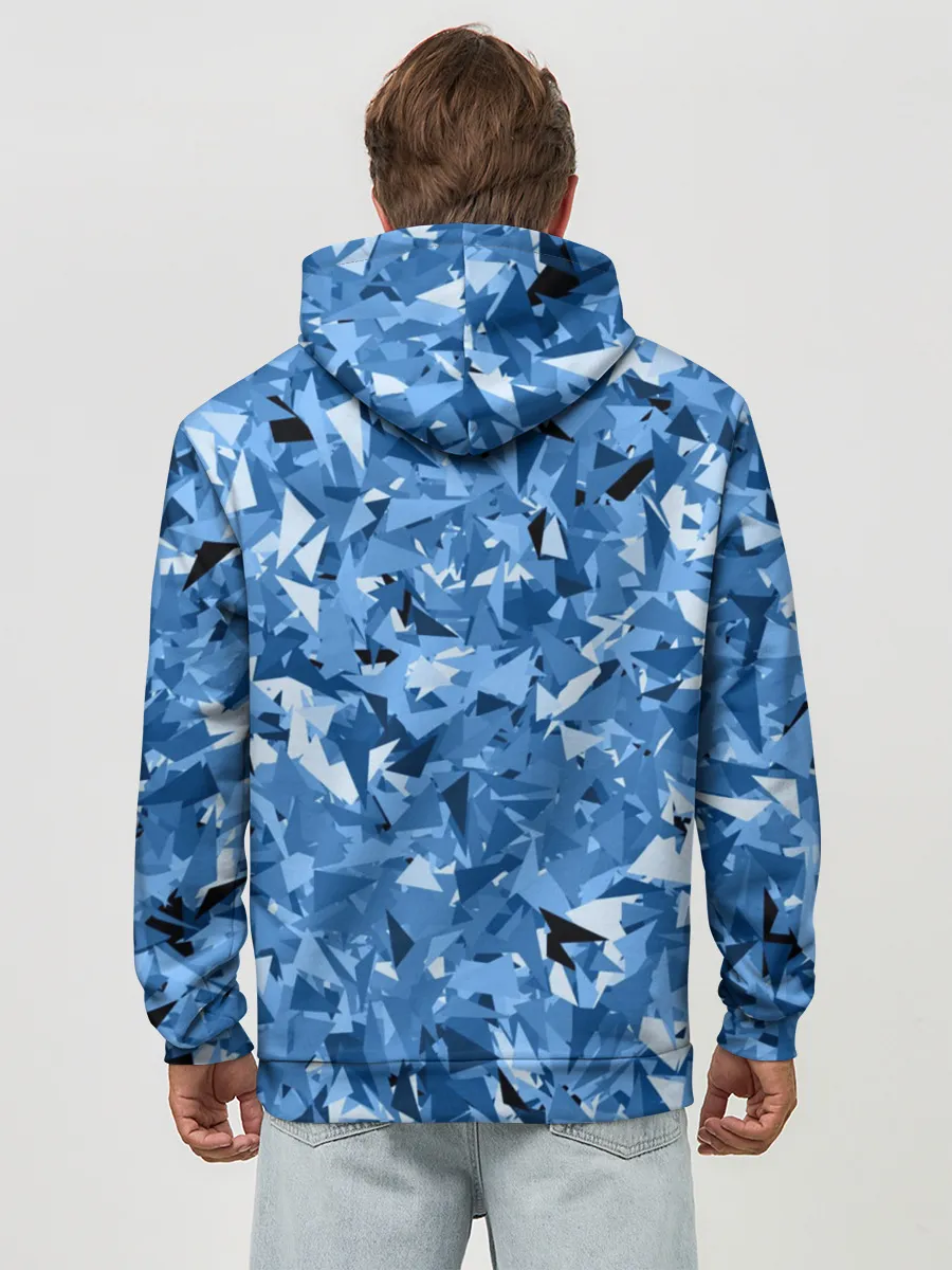 Худи мужской база хлопок / Сине-бело-голубой лев