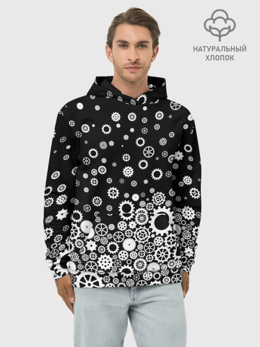 Худи мужской база хлопок / Шестеренки
