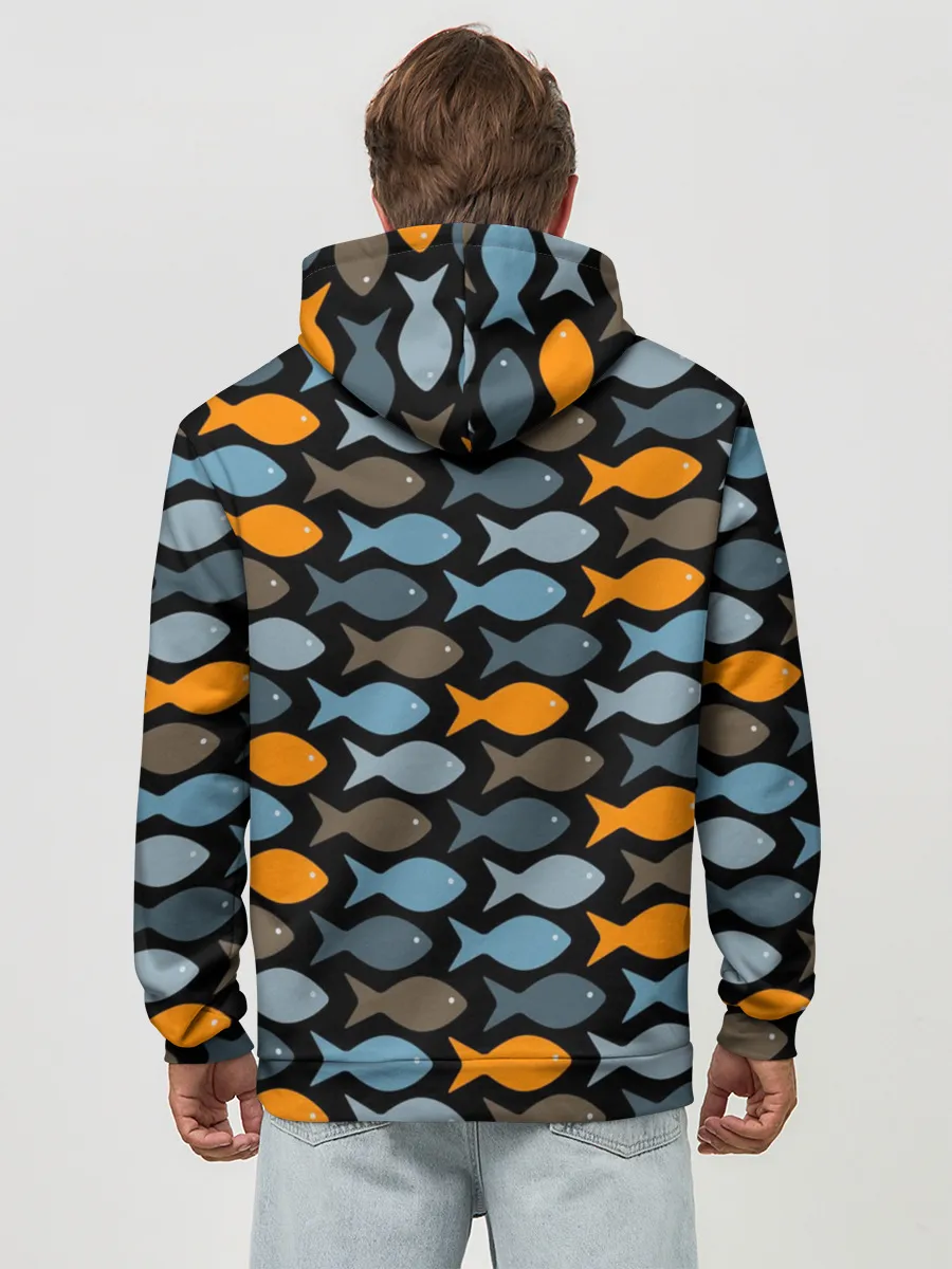 Худи мужской база хлопок / Рыбки