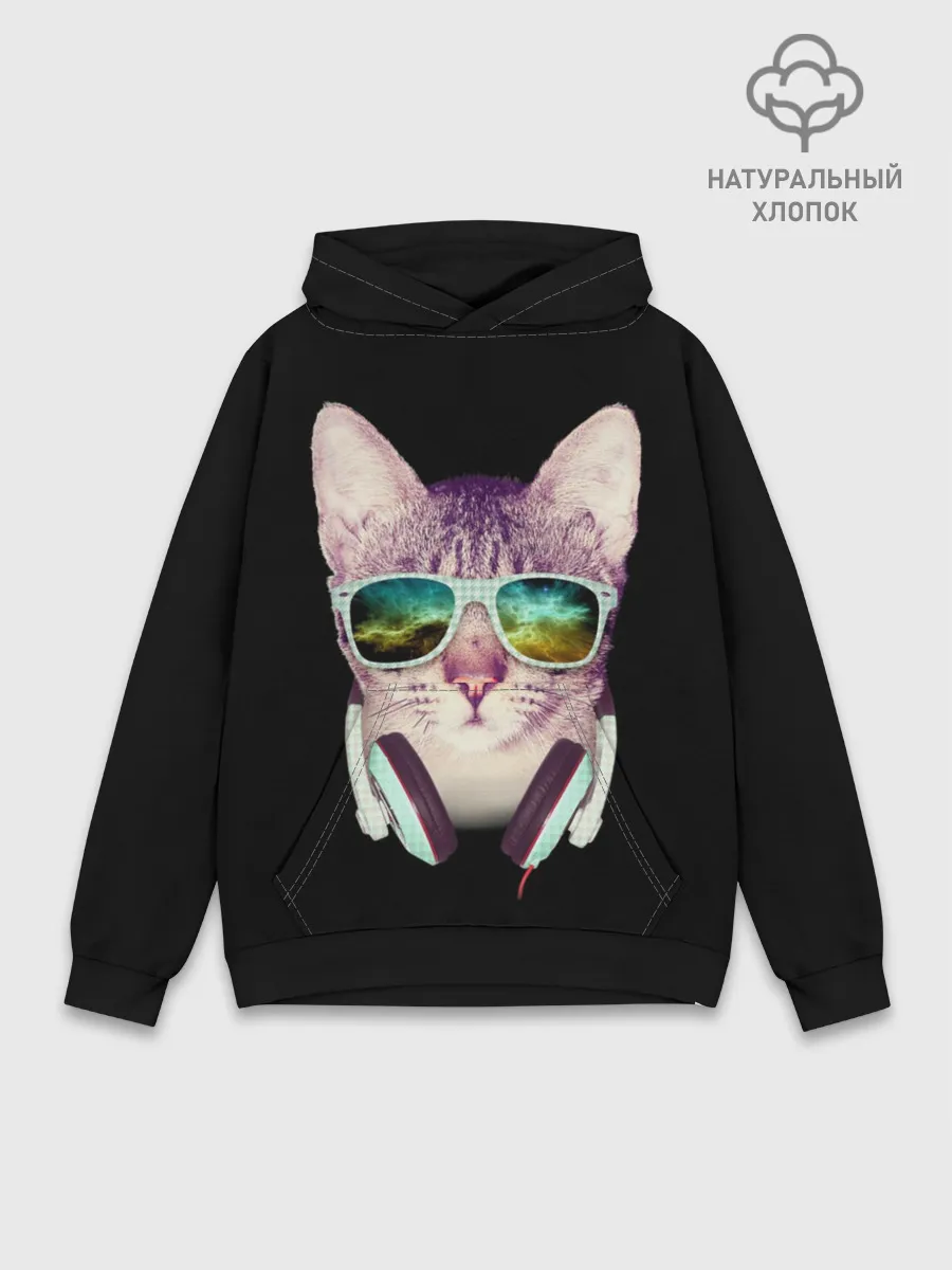 Худи мужской база хлопок / Кот в Наушниках