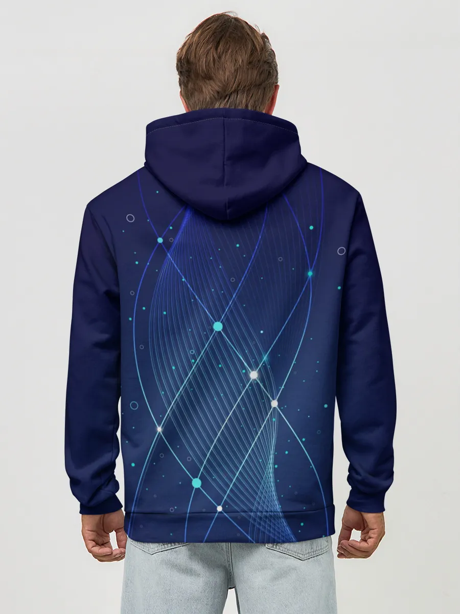 Худи мужской база хлопок / Синяя спираль абстракция