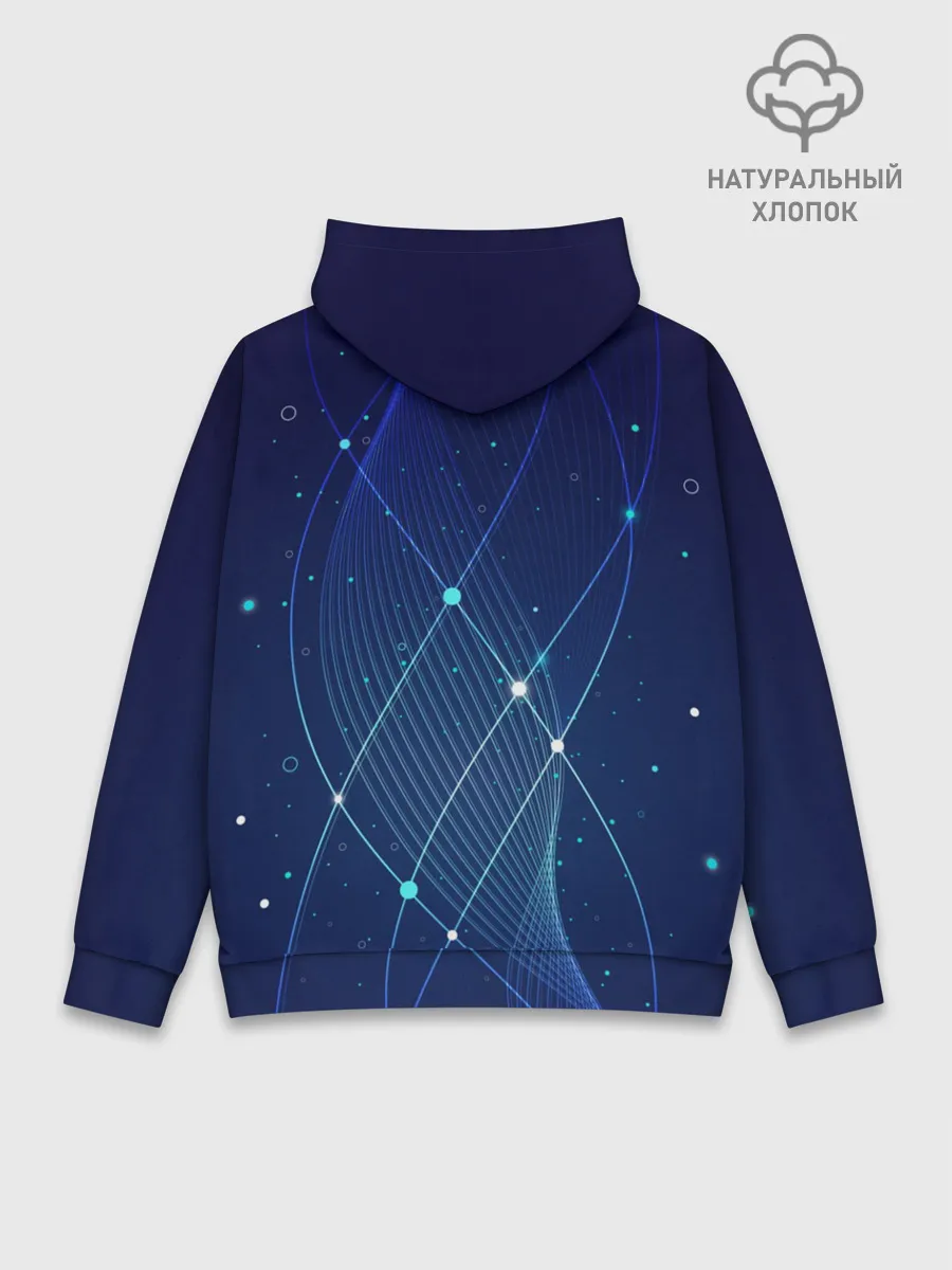 Худи мужской база хлопок / Синяя спираль абстракция