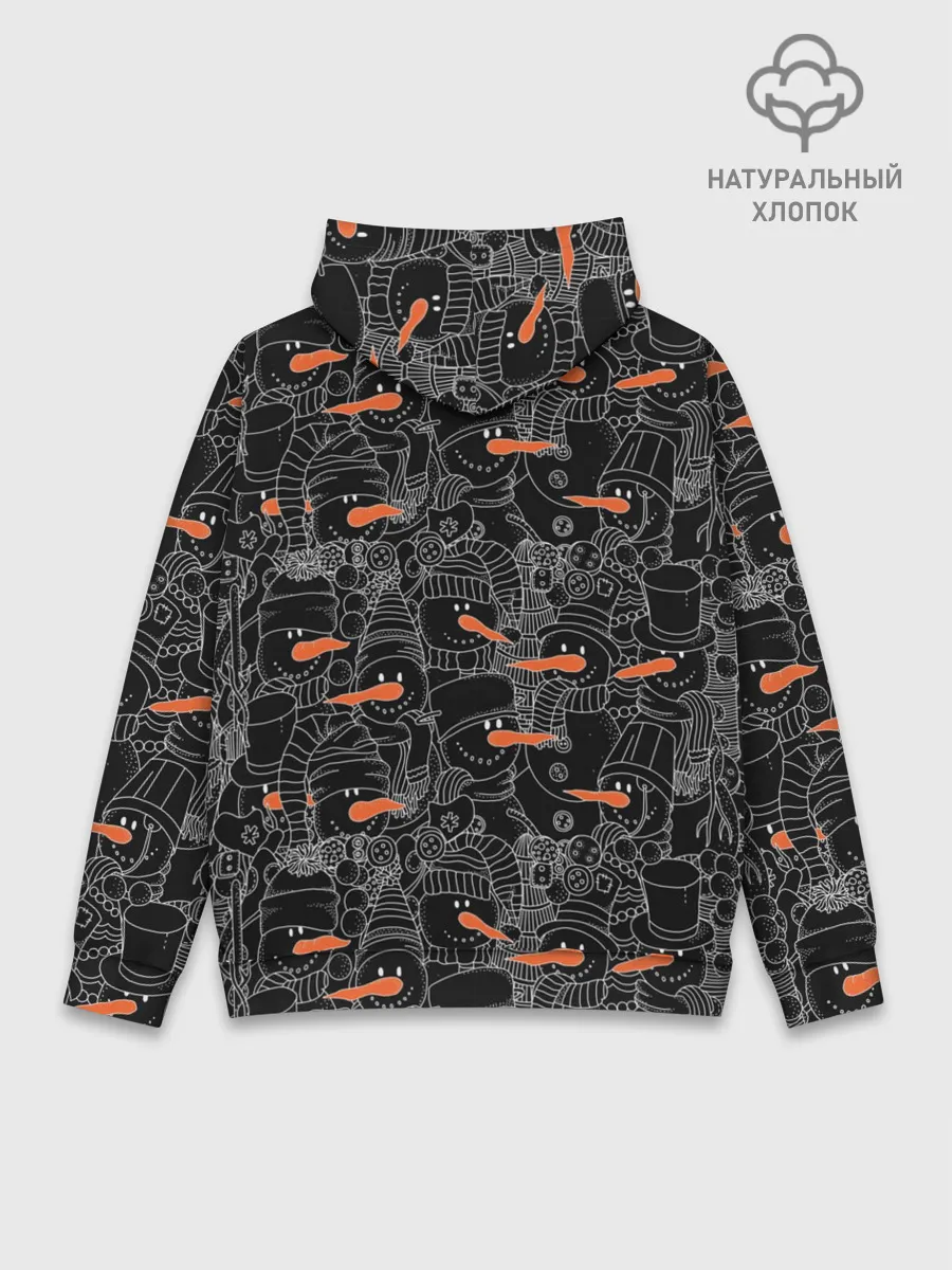 Худи мужской база хлопок / Черные снеговики