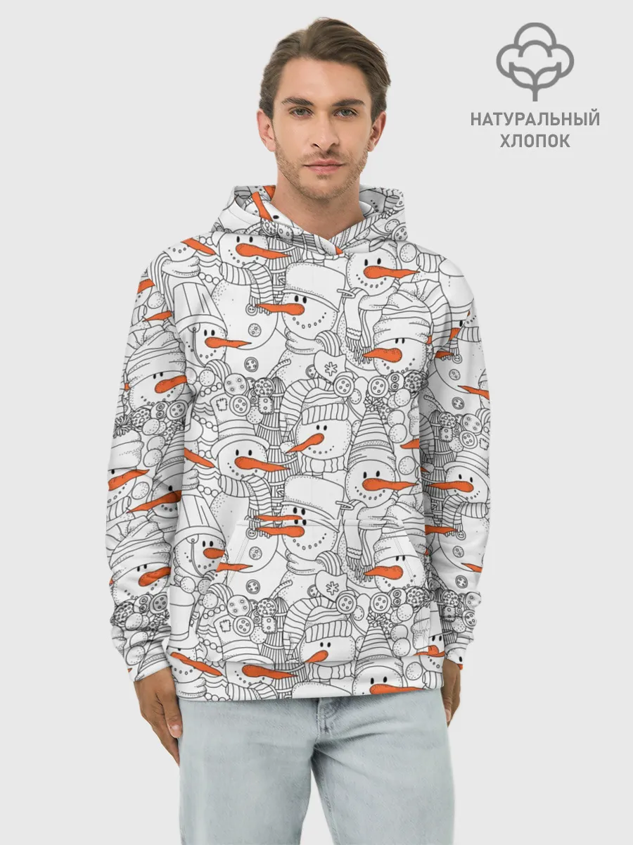 Худи мужской база хлопок / Снеговики