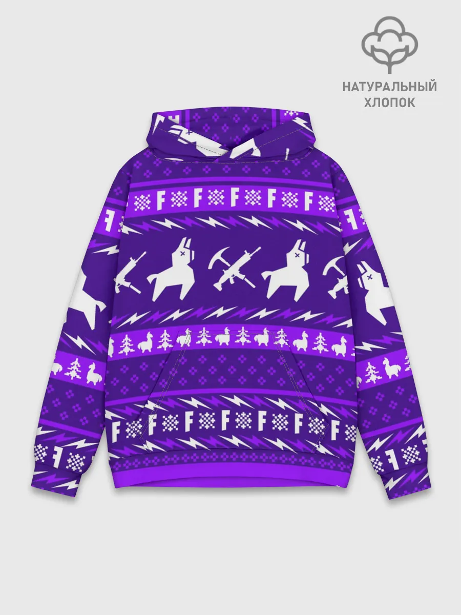 Худи мужской база хлопок / FORTNITE НОВОГОДНИЙ