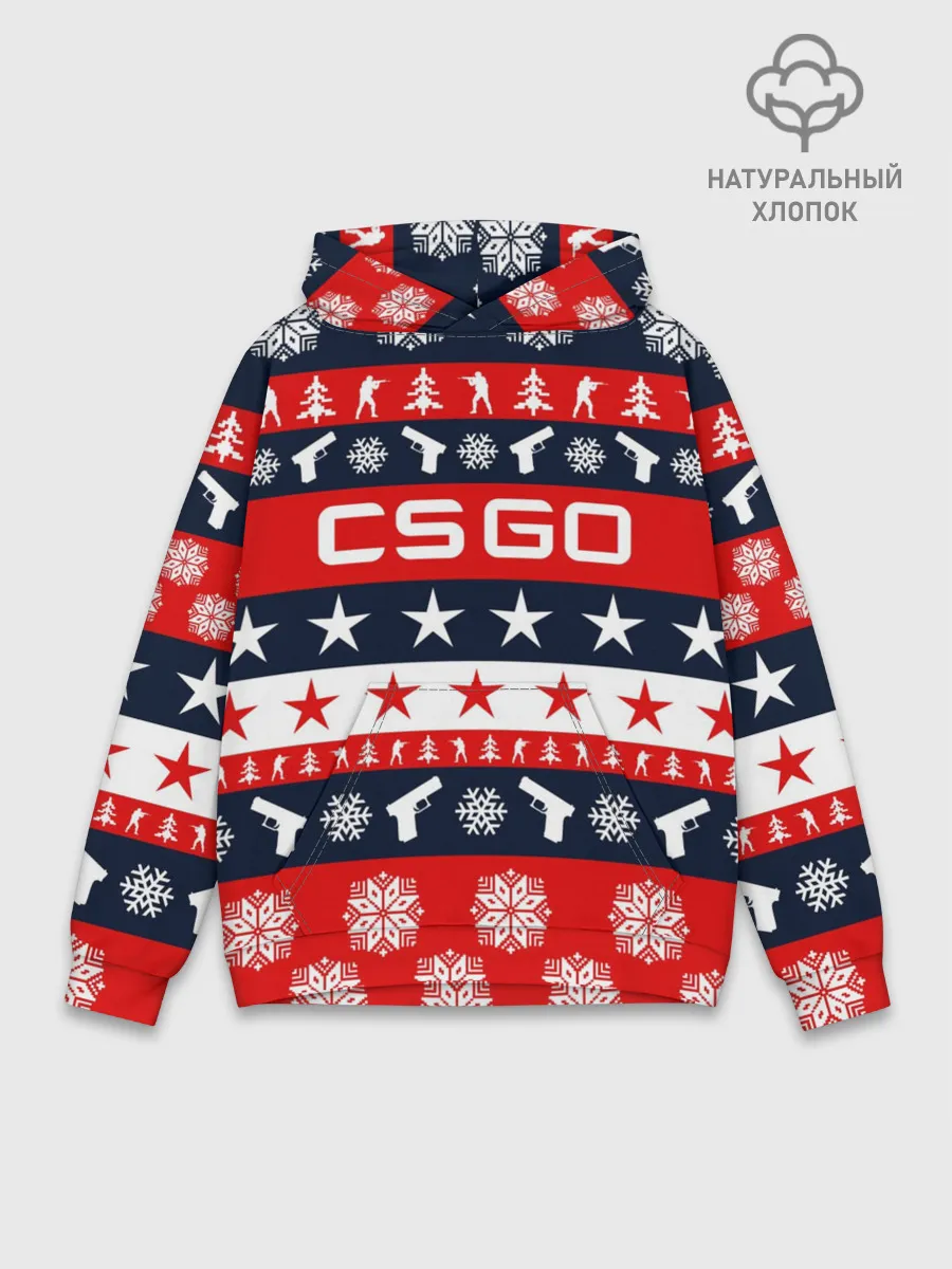 Худи мужской база хлопок / CS GO НОВОГОДНИЙ