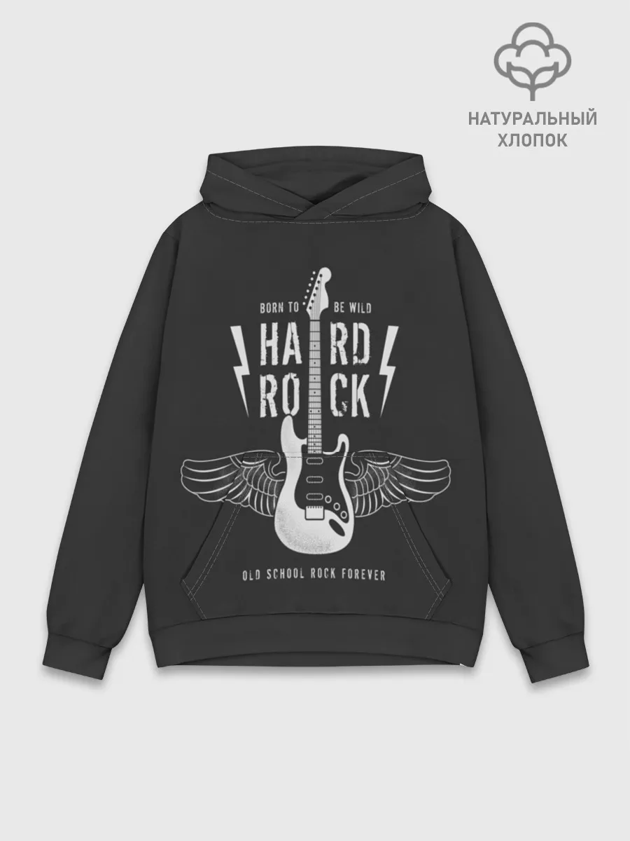 Худи мужской база хлопок / HARD ROCK ГИТАРА