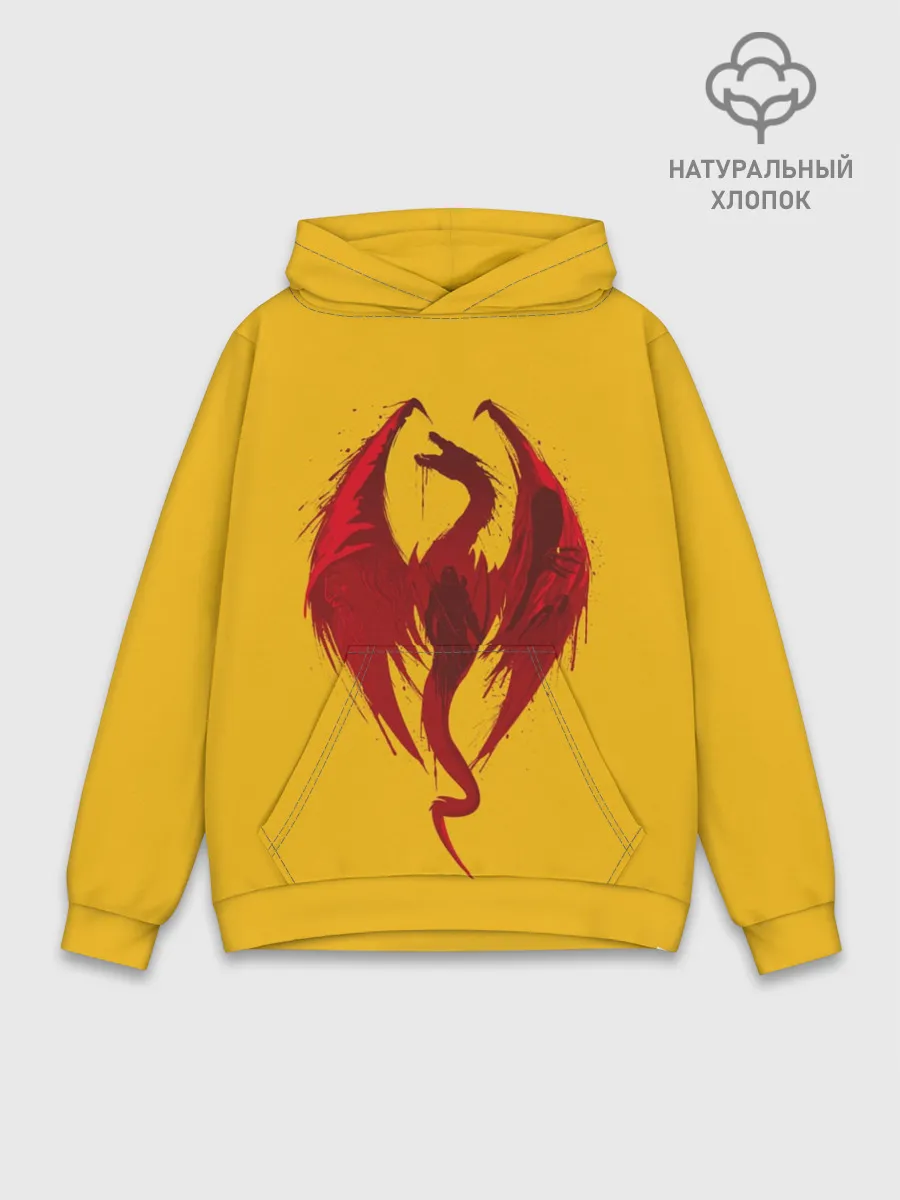 Худи мужской база хлопок / Красный Дракон