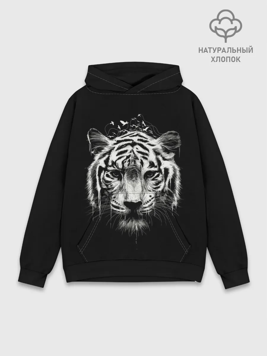 Худи мужской база хлопок / Dark Tiger