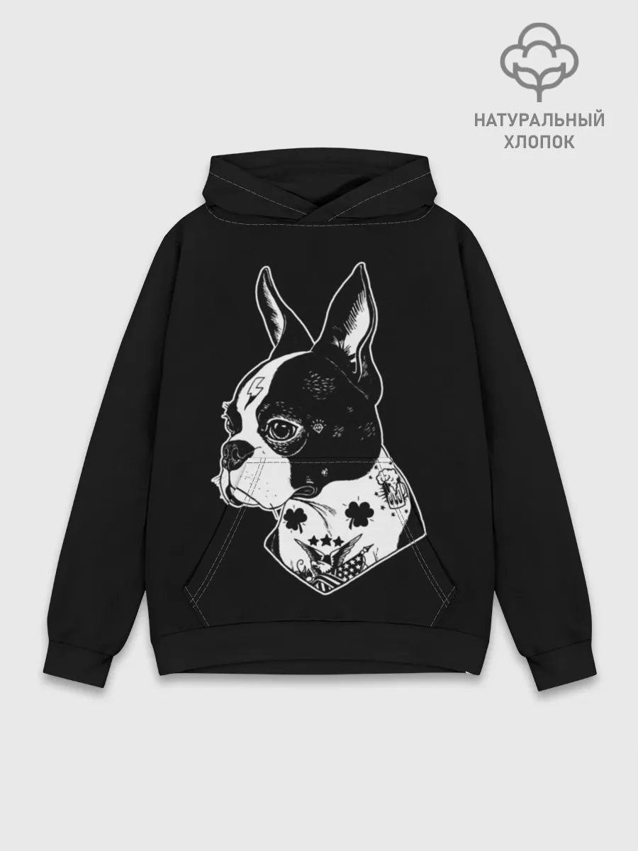 Худи мужской база хлопок / Французский Бульдог