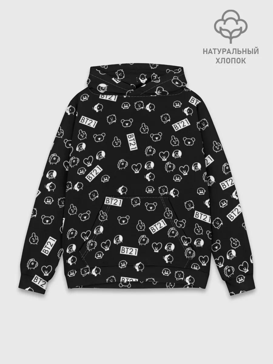 Худи мужской база хлопок / BTS BT21 STICKERS