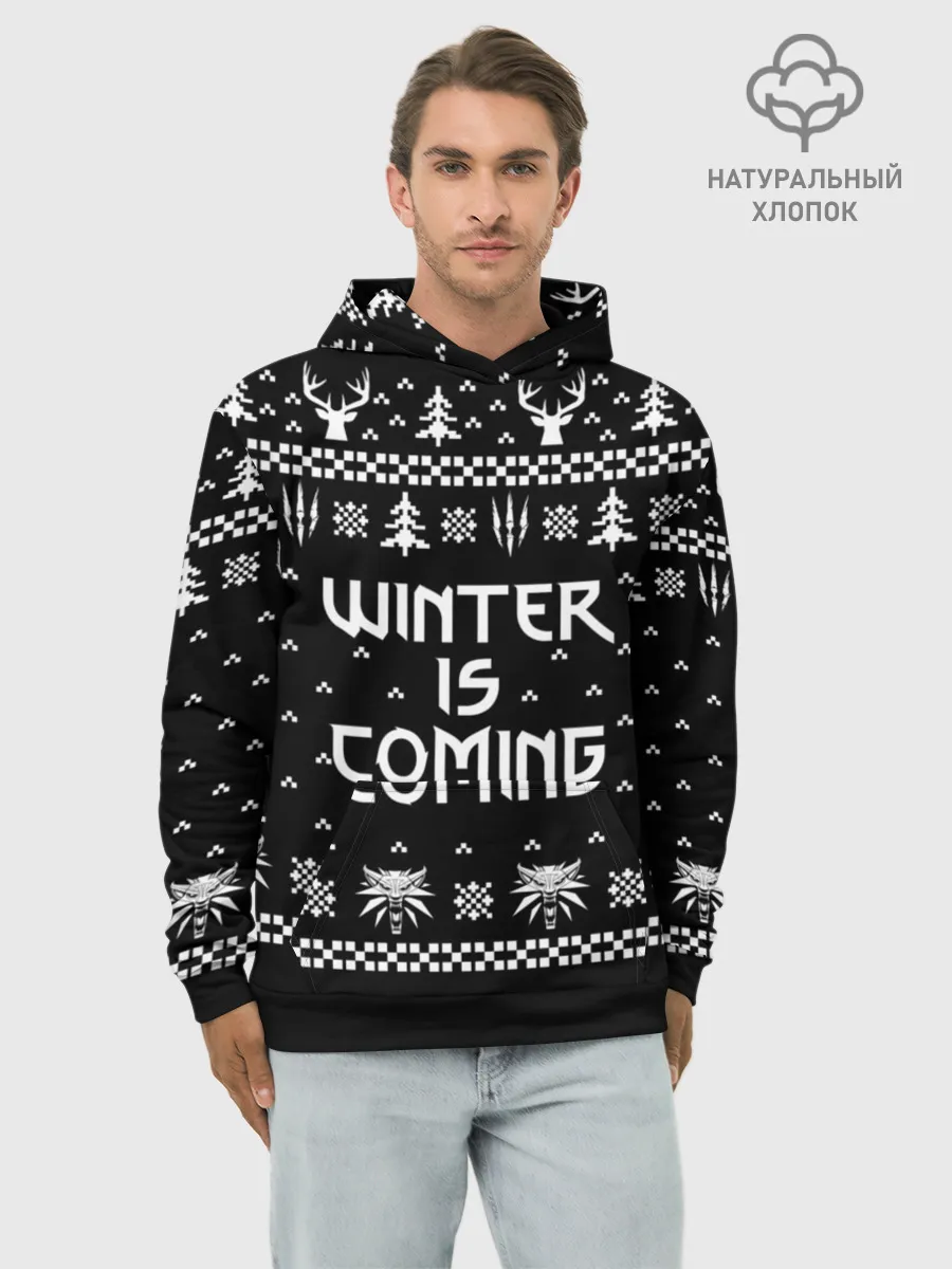 Худи мужской база хлопок / ВЕДЬМАК НОВОГОДНИЙ