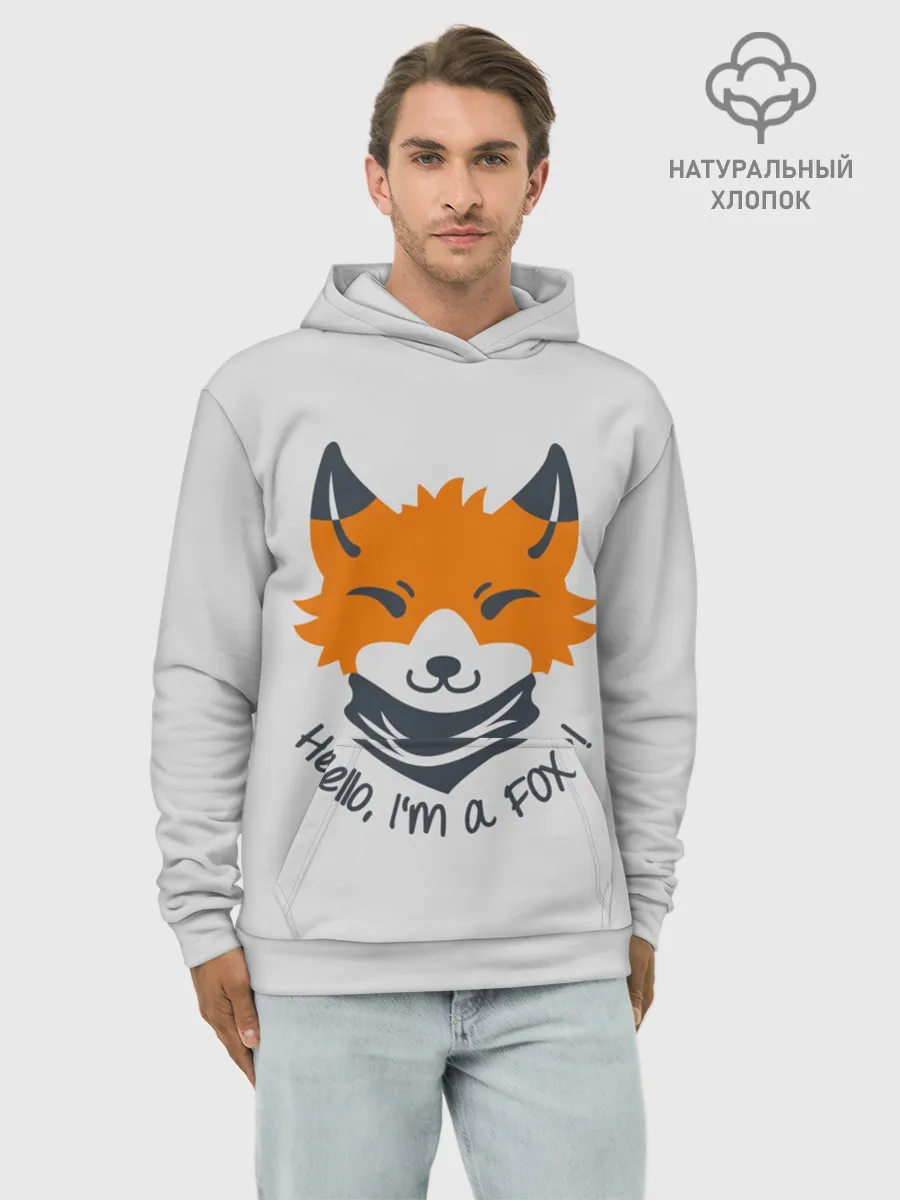 Худи мужской база хлопок / Hello Fox