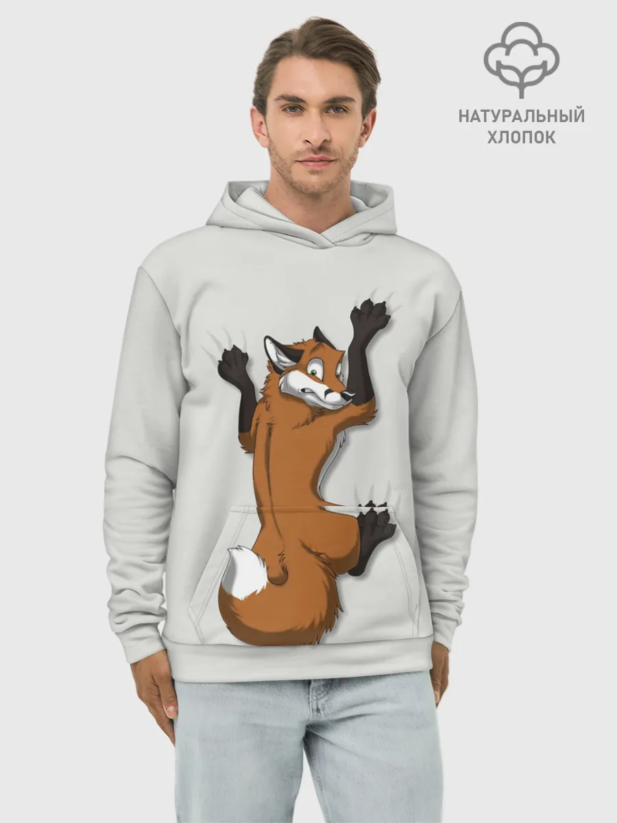 Худи мужской база хлопок / Лис Вцепился