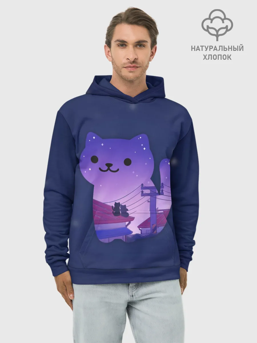 Худи мужской база хлопок / Ночной Котик