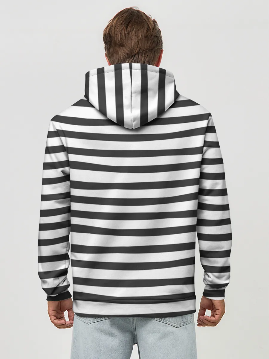 Худи мужской база хлопок / Сердце в полоску