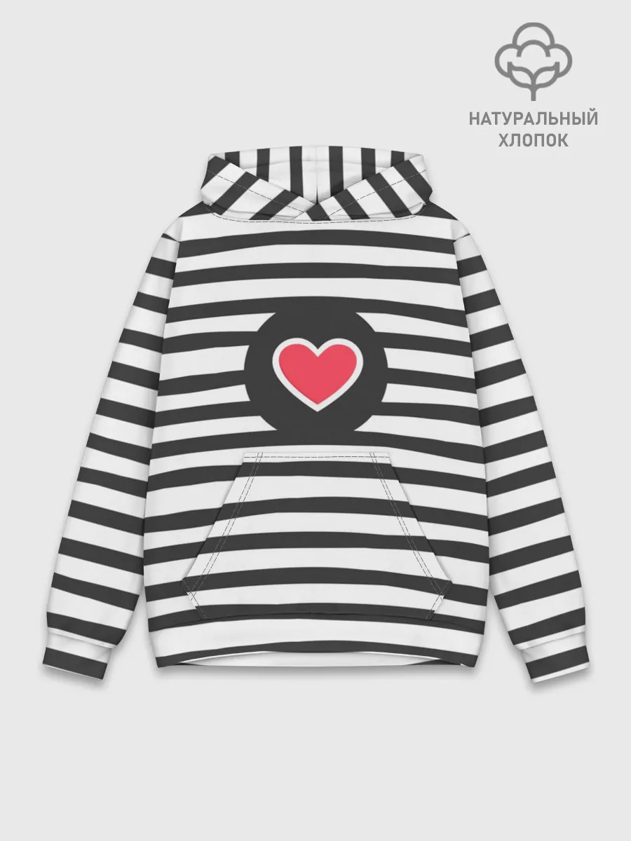 Худи мужской база хлопок / Сердце в полоску