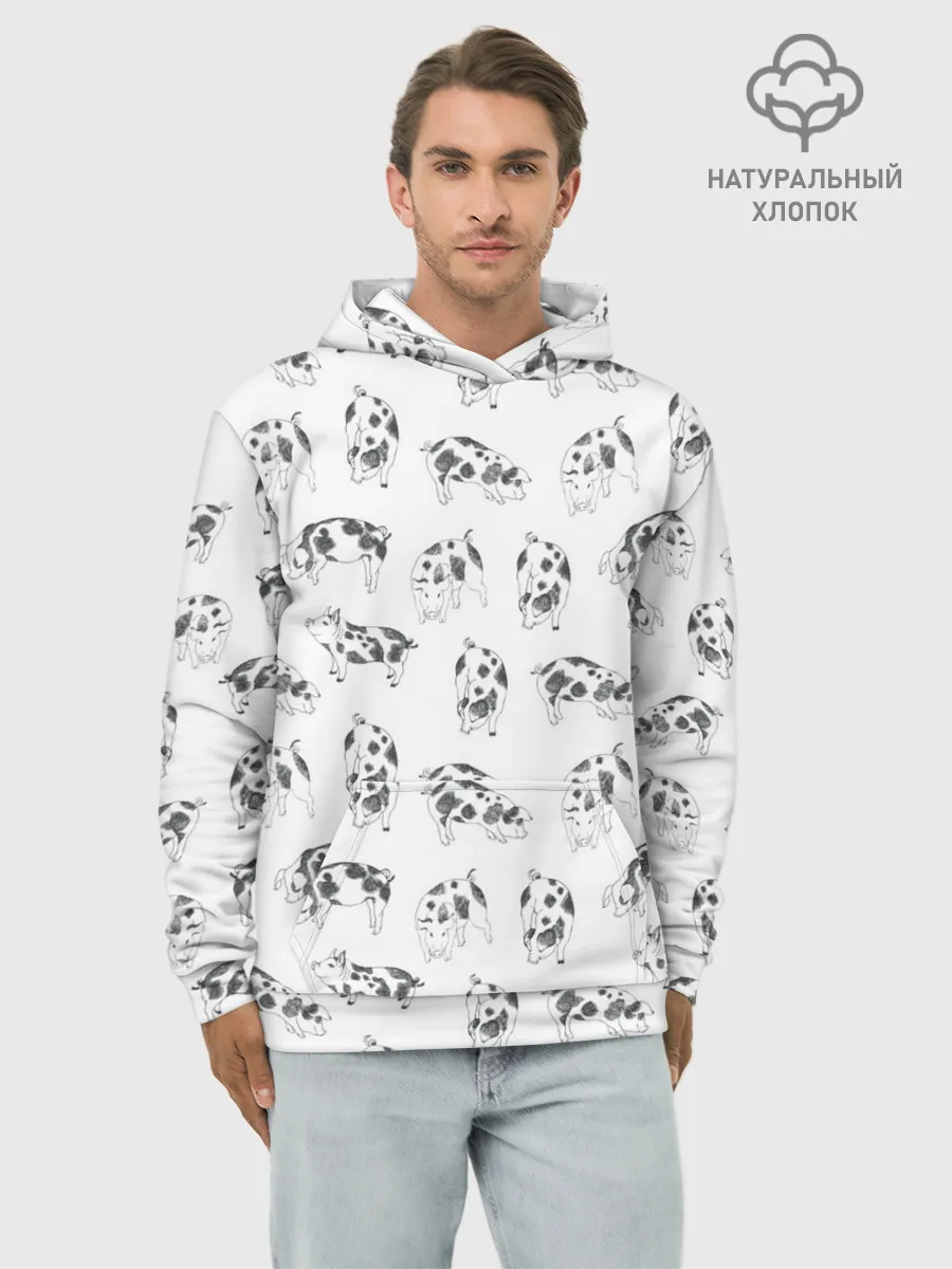 Худи мужской база хлопок / Поросята