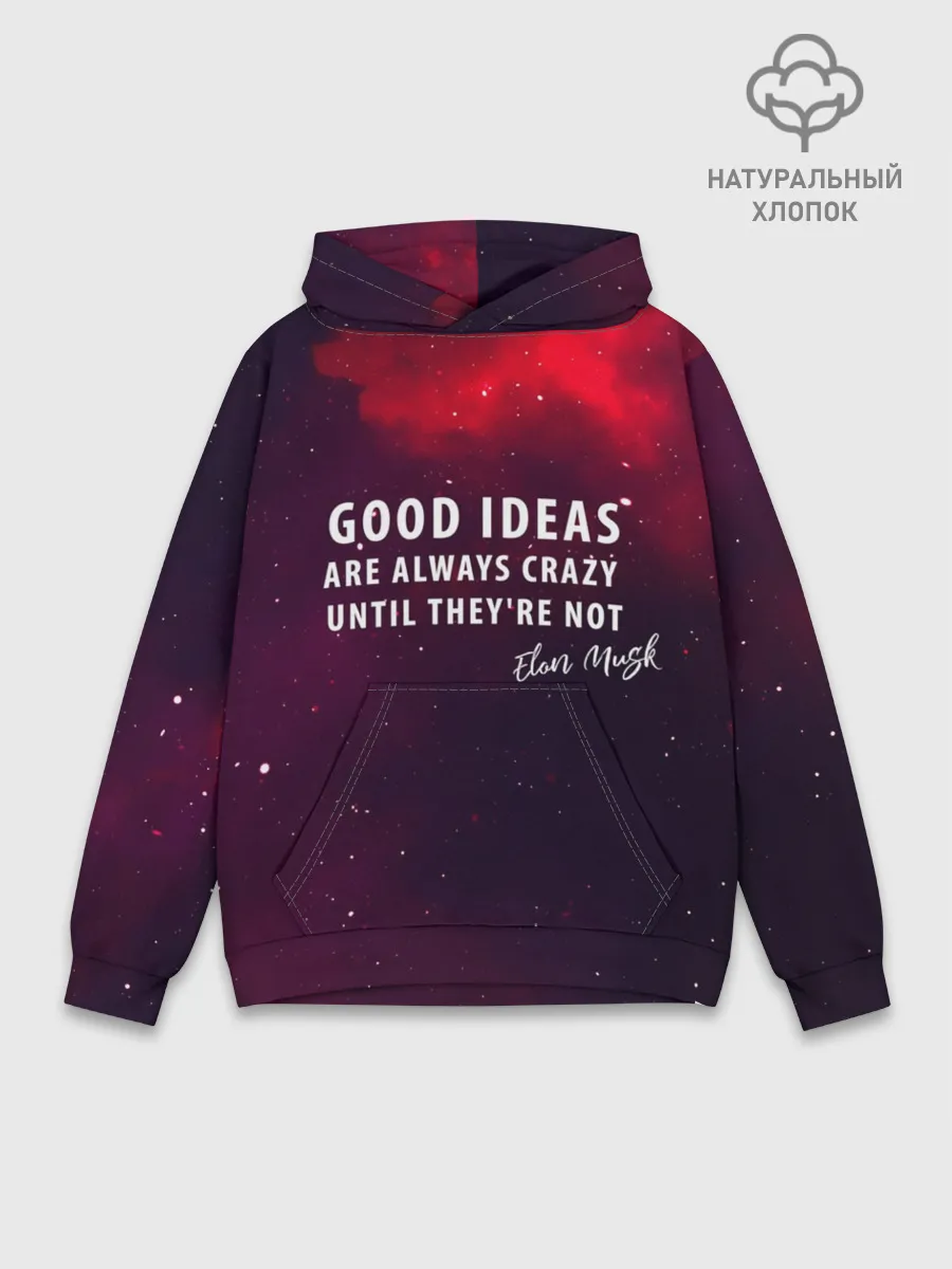 Худи мужской база хлопок / Elon Reeve Musk