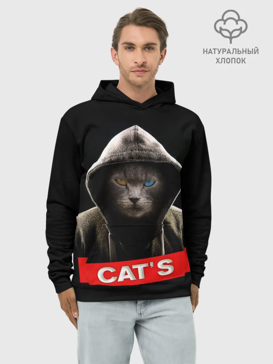 Худи мужской база хлопок / Кот