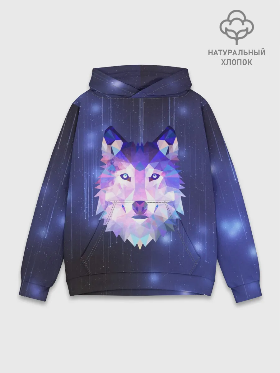 Худи мужской база хлопок / Космический Волк