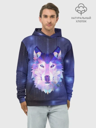 Худи мужской база хлопок / Космический Волк