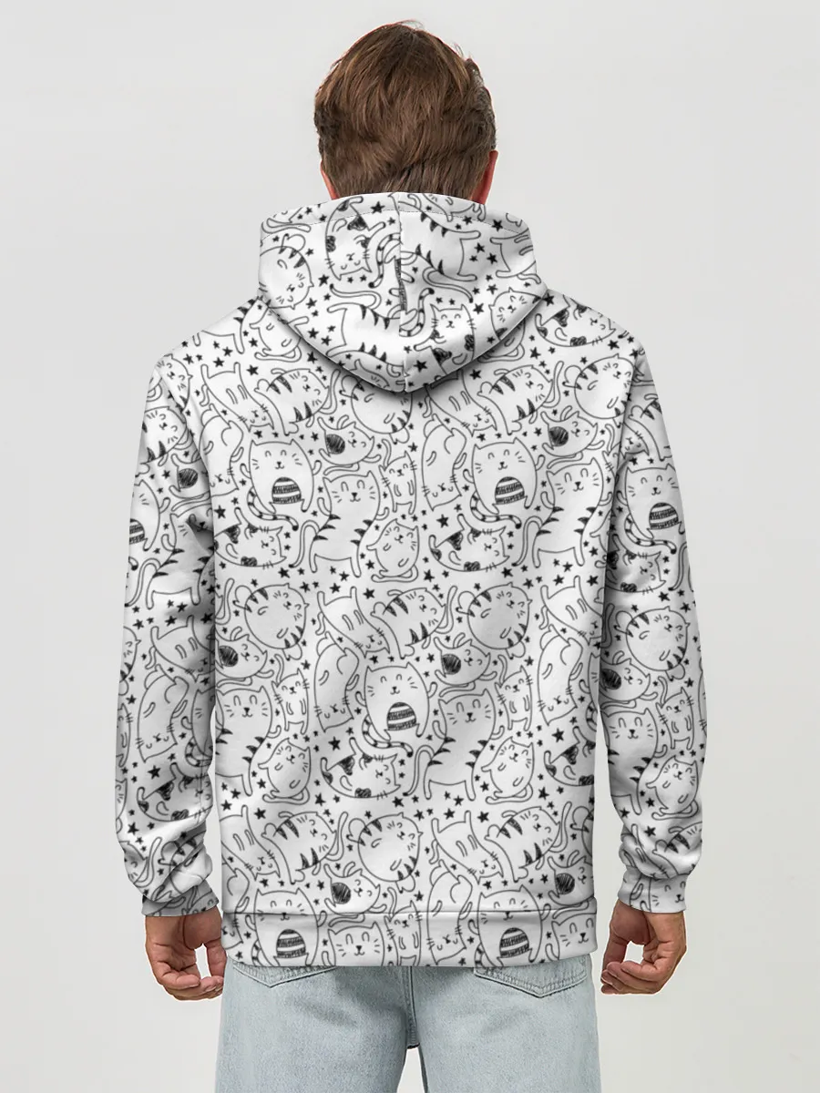 Худи мужской база хлопок / котики и кошки