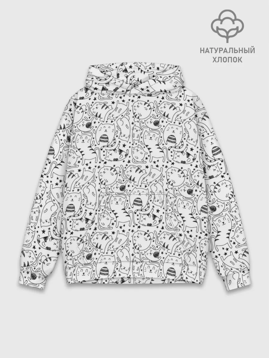 Худи мужской база хлопок / котики и кошки