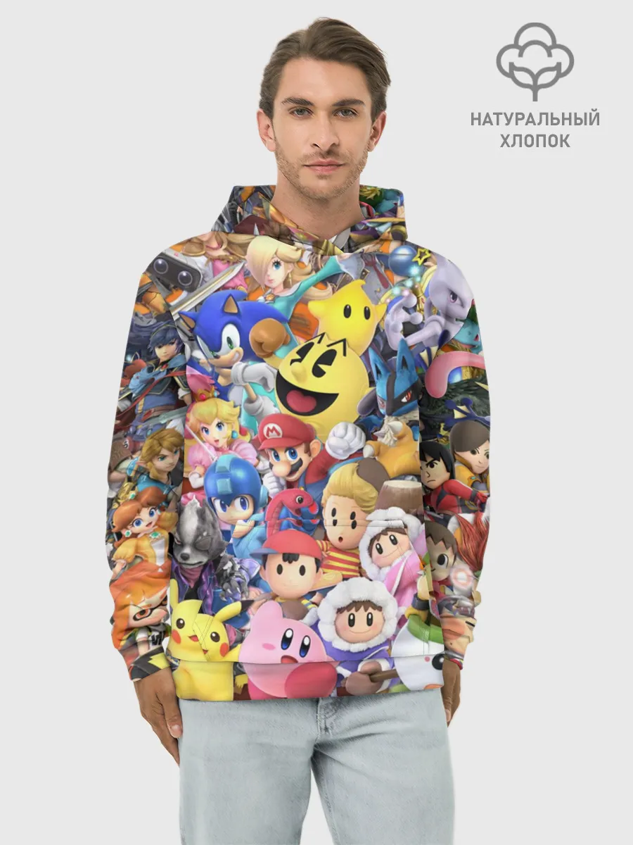 Худи мужской база хлопок / Super Smash Bros