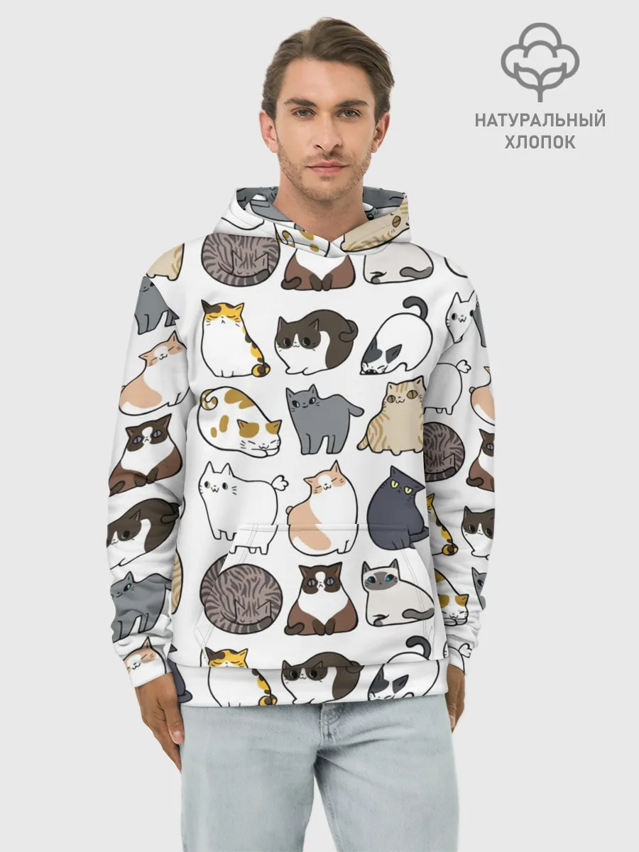 Худи мужской база хлопок / Котики
