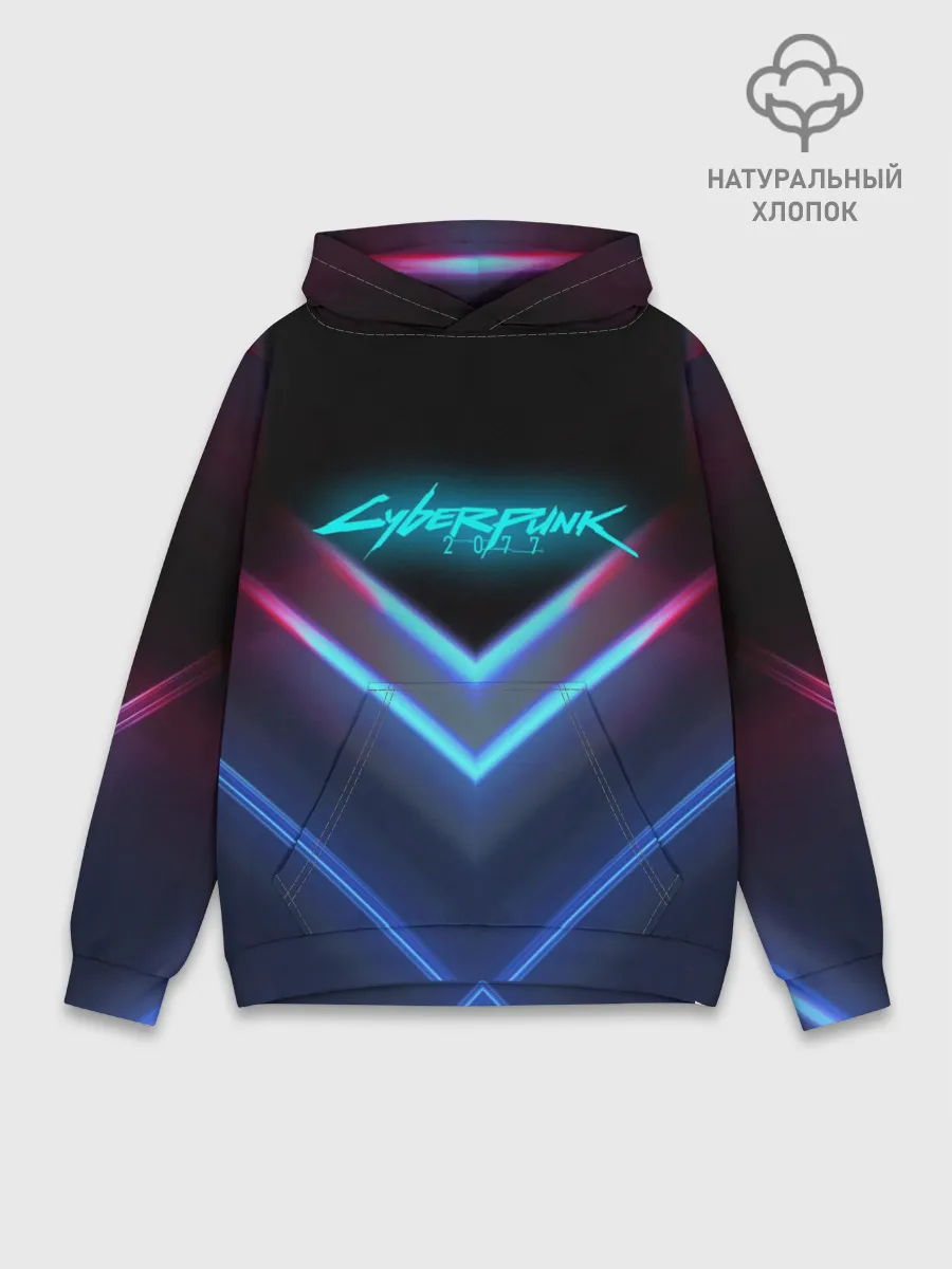 Худи мужской база хлопок / CYBERPUNK 2077 NEON | НЕОН