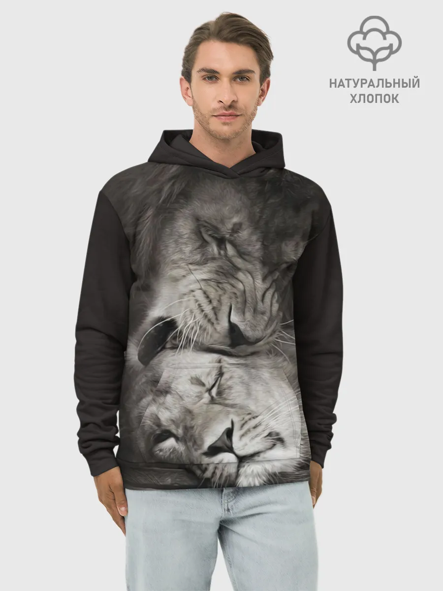 Худи мужской база хлопок / Лев и львица