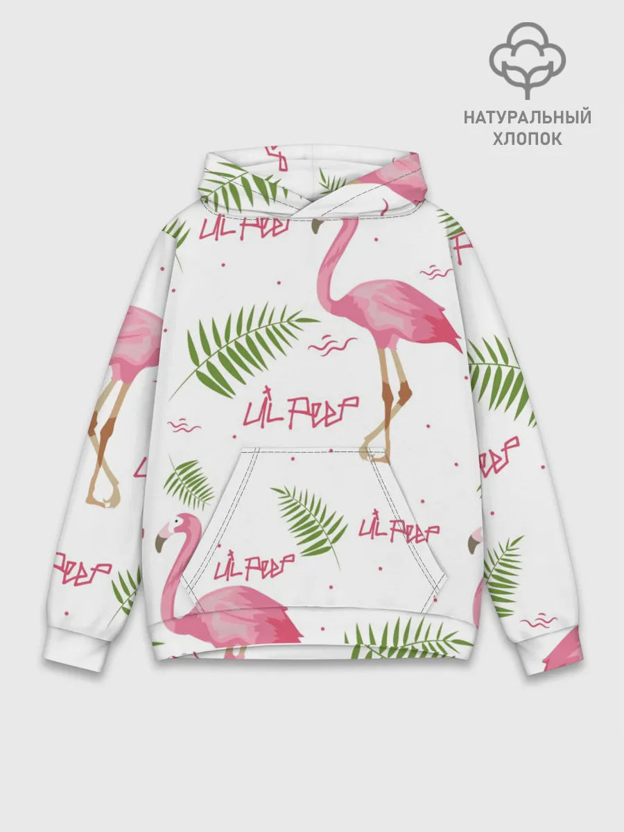 Худи мужской база хлопок / Lil Peep pink flamingo