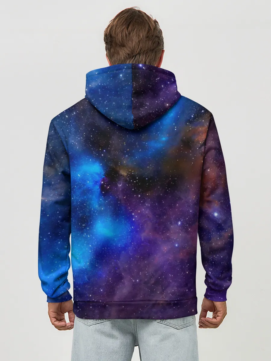 Худи мужской база хлопок / Мопс Космонавт