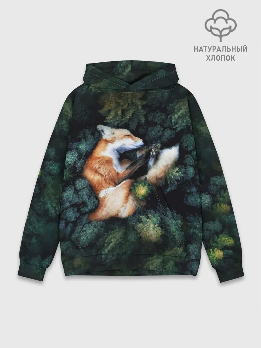 Худи мужской база хлопок / Лисичка в Лесу