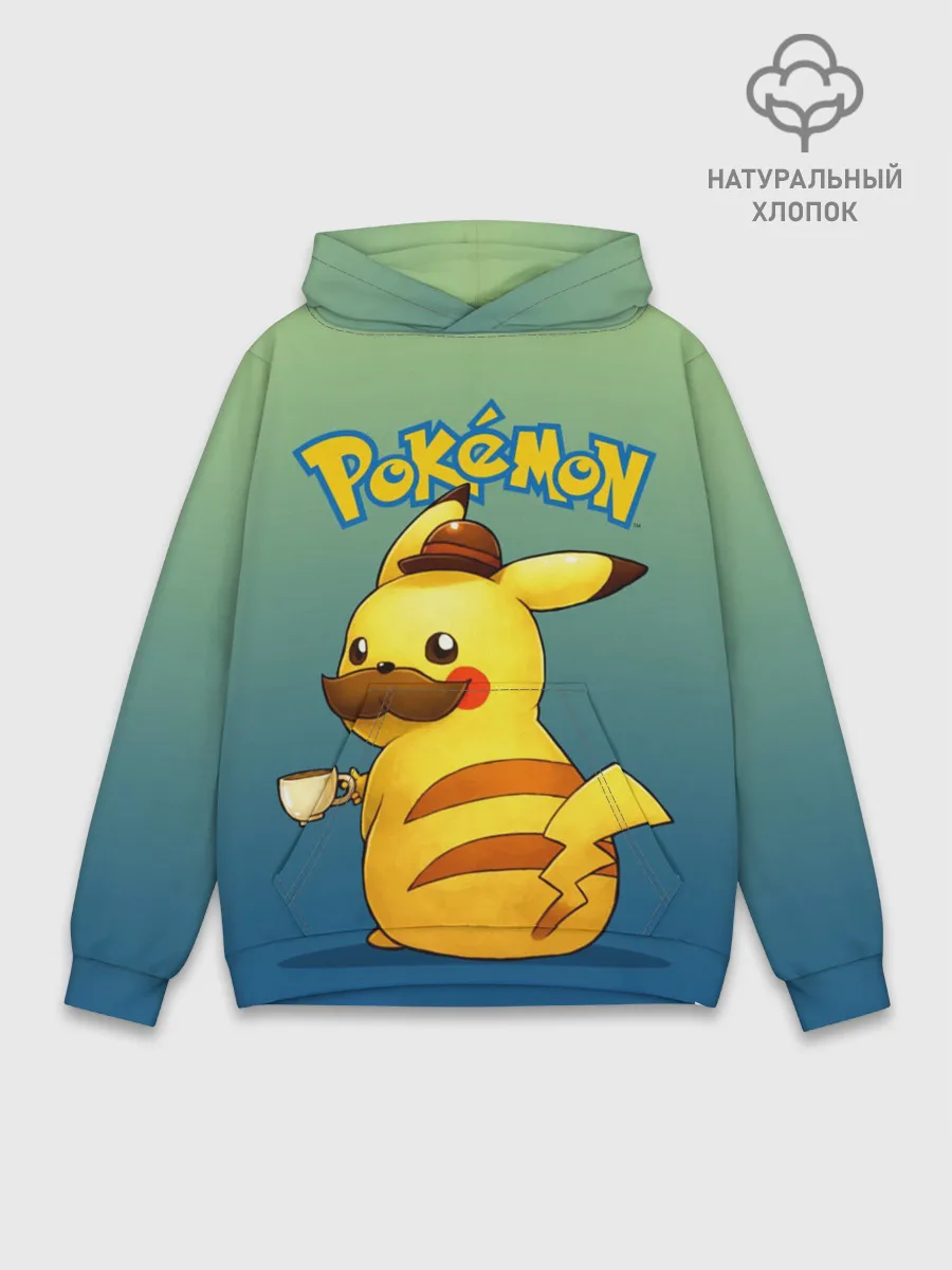 Худи мужской база хлопок / Детектив Пикачу покемон