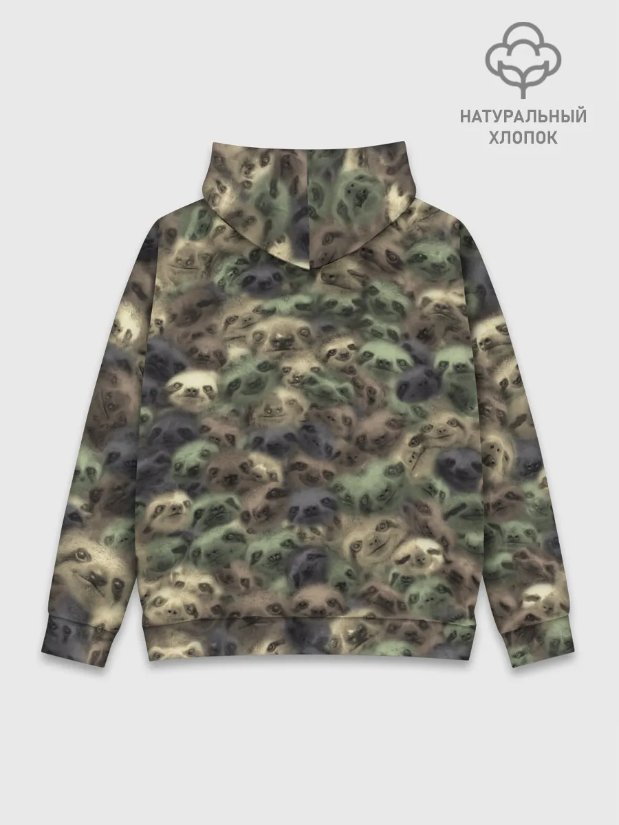 Худи мужской база хлопок / Камуфляж с ленивцами