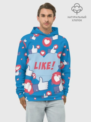 Худи мужской база хлопок / Лайки и сердечки