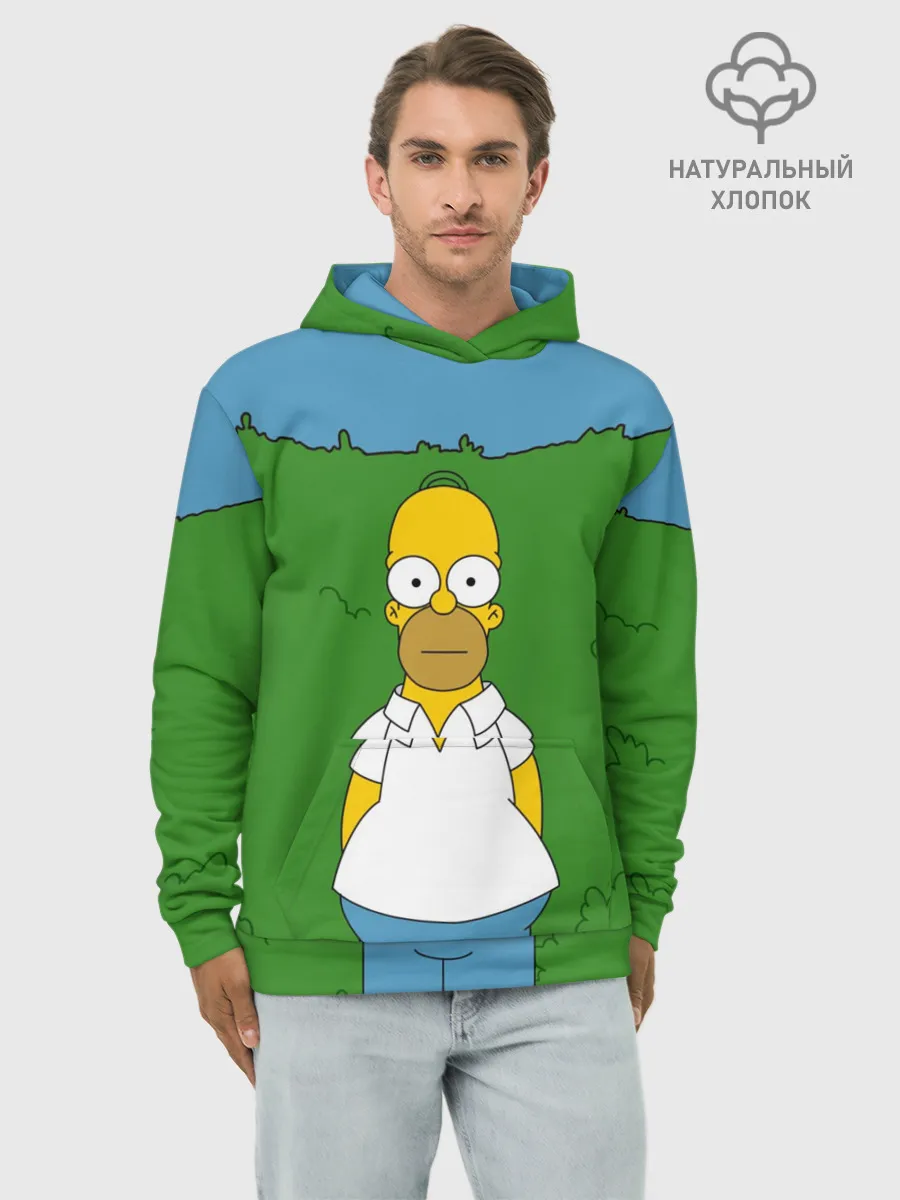 Худи мужской база хлопок / Гомер Симпсон в кустах