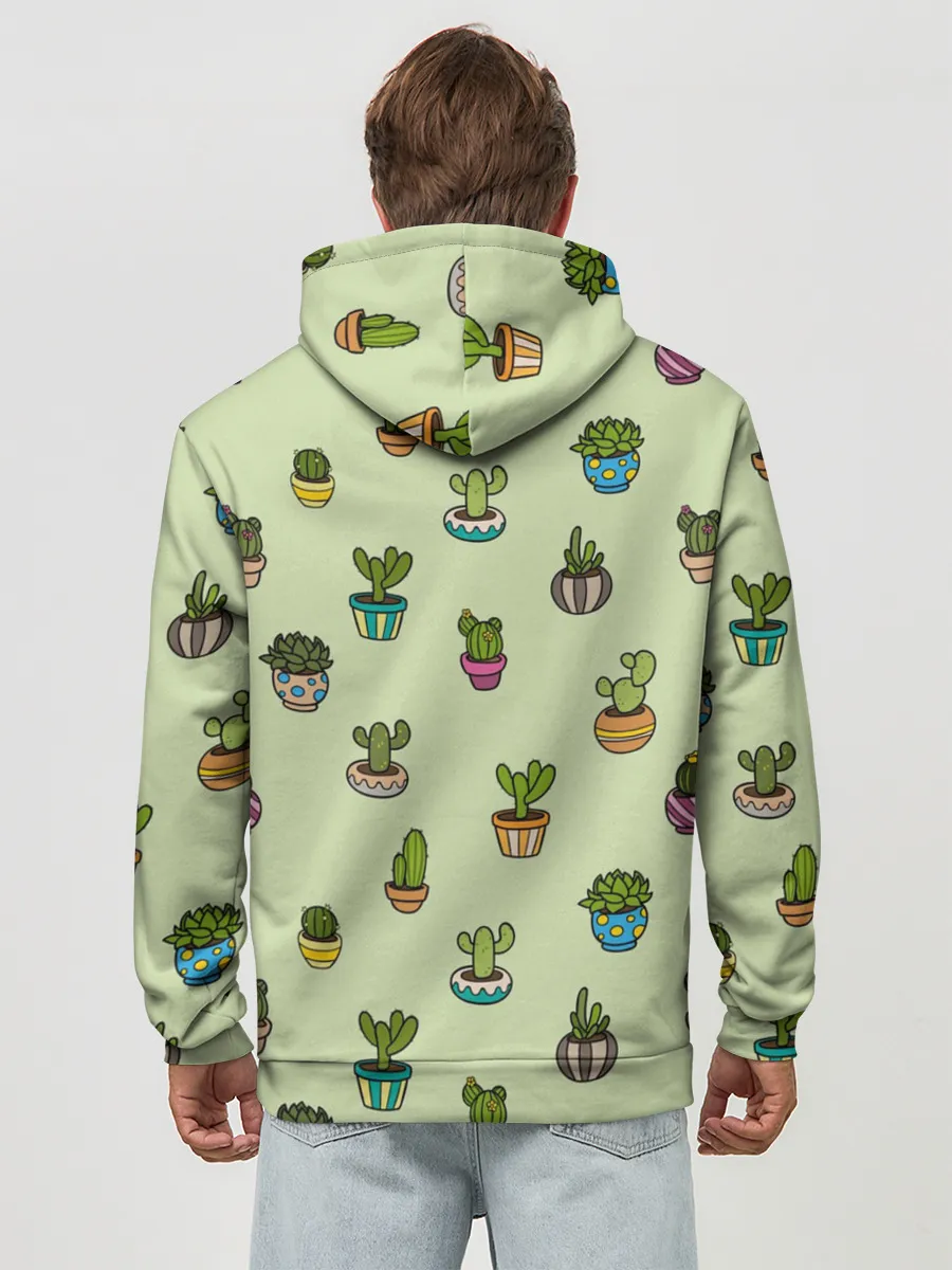 Худи мужской база хлопок / Веселый кактус
