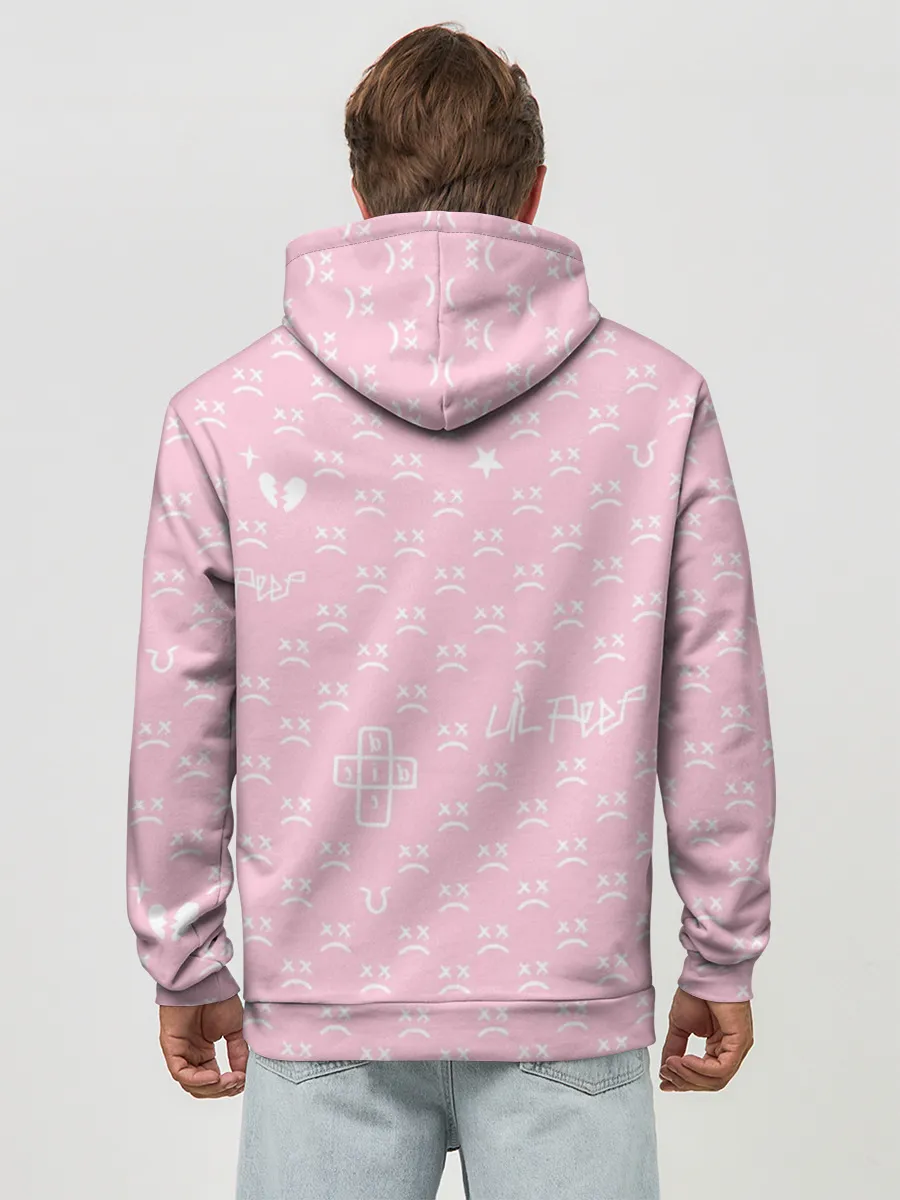 Худи мужской база хлопок / Lil Peep pink pattern