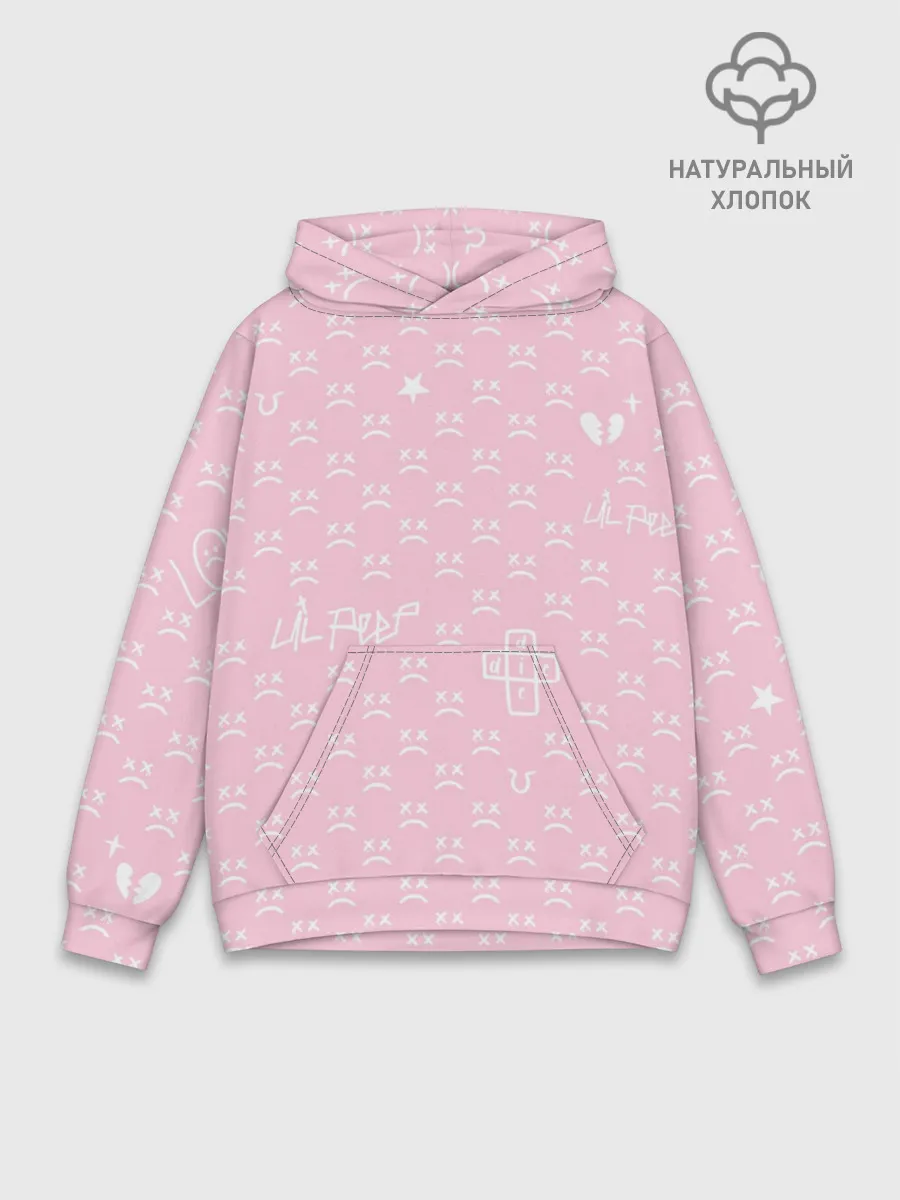 Худи мужской база хлопок / Lil Peep pink pattern