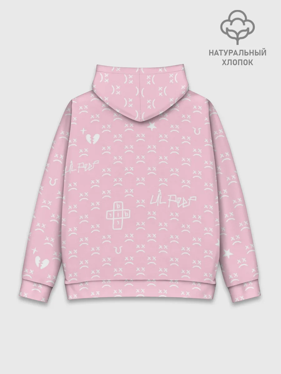 Худи мужской база хлопок / Lil Peep pink pattern