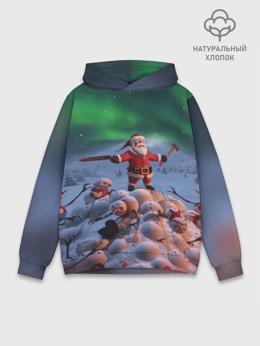 Худи мужской база хлопок / Дед мороз и снеговики-зомби