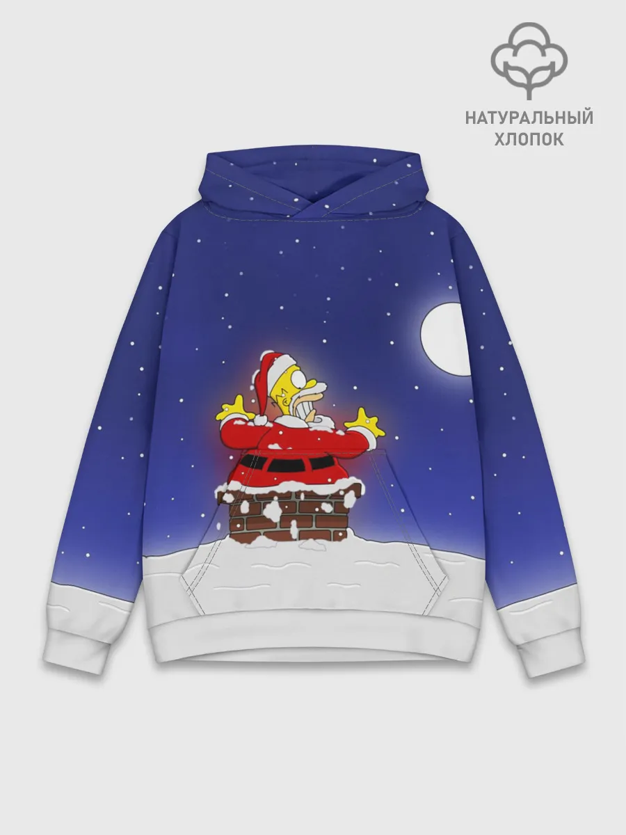 Худи мужской база хлопок / Гомер Санта Клаус