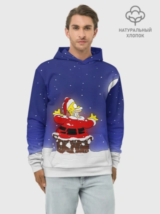 Худи мужской база хлопок / Гомер Санта Клаус