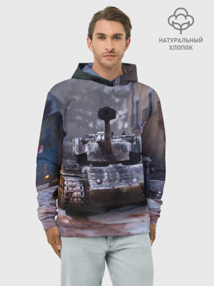 Худи мужской база хлопок / Танк в засаде